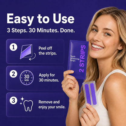Dent Teeth Whitening Strips, Purple Teeth Whitening Strips for Sensitive Teeth, Purple Whitening Strips for Surface Stains, Enamel Safe, Low Sensitivity, Portable Non-Slip Dry Strips, 14 Count
