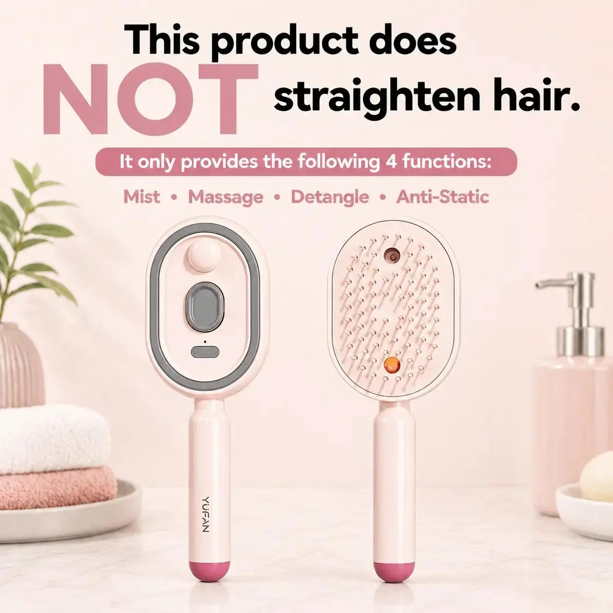Electric Spray Air Cushion Massage Comb – Self-Cleaning Anti-Tangle Hair Brush, Anti-Static Volumizing Detangling Comb with Essential Oil Mist Aromatherapy for Daily Hair Care
