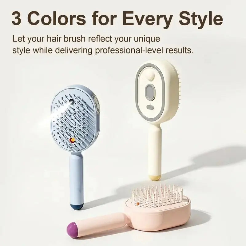 Electric Spray Air Cushion Massage Comb – Self-Cleaning Anti-Tangle Hair Brush, Anti-Static Volumizing Detangling Comb with Essential Oil Mist Aromatherapy for Daily Hair Care