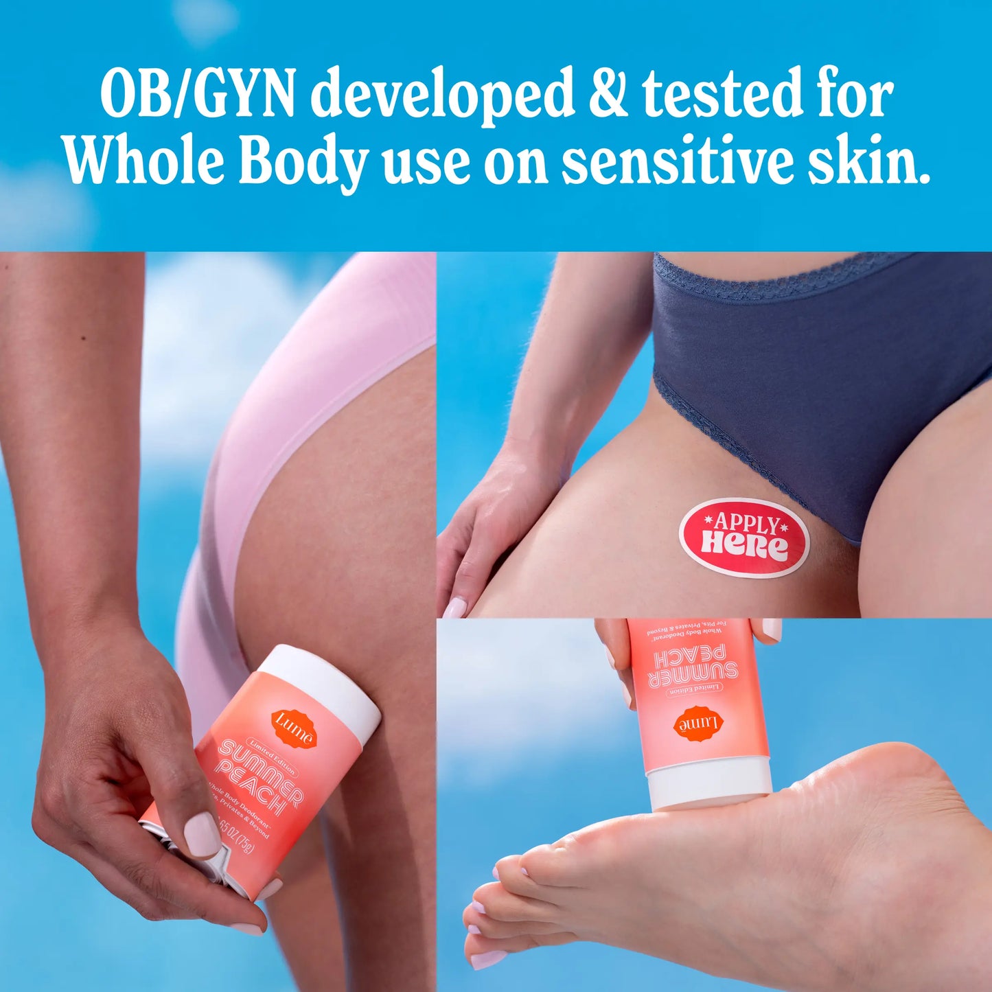 Lume's Limited Edition Summer Peach Whole Body Deodorant - Aluminum-Free with Mandelic Acid, Provides Up to 72 Hours of Odor Control