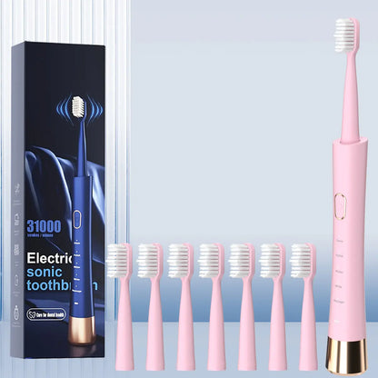 GMUX Sonic Toothbrush with 8 Dupont Brush Head, IPX7 Waterproof , USB Charging, 5 Modes with an Intelligent Timer, Providing High Vibrations for Cleaning. for Couples and Is Perfect for Family Travel as a Gift