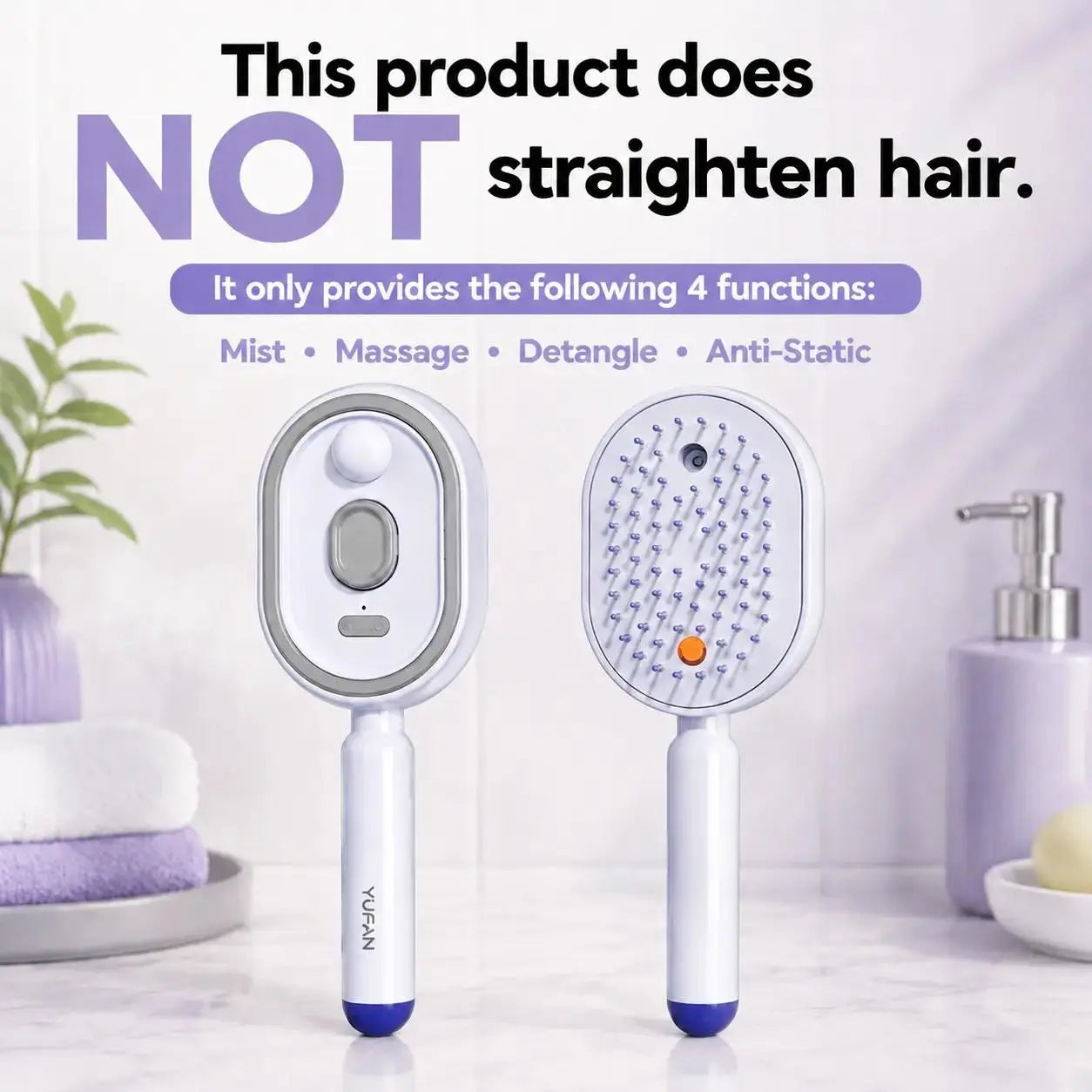 Electric Spray Air Cushion Massage Comb – Self-Cleaning Anti-Tangle Hair Brush, Anti-Static Volumizing Detangling Comb with Essential Oil Mist Aromatherapy for Daily Hair Care