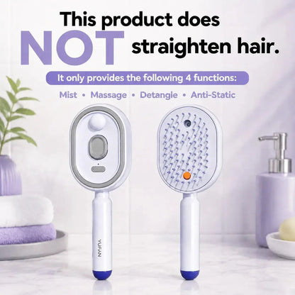 Electric Spray Air Cushion Massage Comb – Self-Cleaning Anti-Tangle Hair Brush, Anti-Static Volumizing Detangling Comb with Essential Oil Mist Aromatherapy for Daily Hair Care