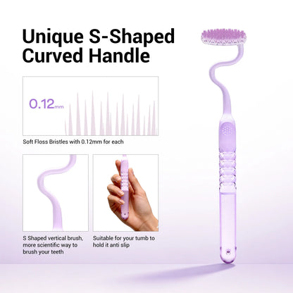 Cepillo Dental Veyzen en Forma de S – Mango Ergonómico Curvo, Cerdas Ultrasuaves para una Limpieza Profunda, Cuidado Bucal Diario Suave y Agarre Cómodo