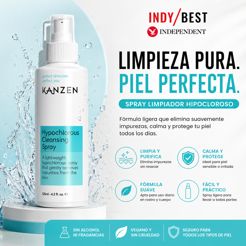 Spray de Ácido Hipocloroso para Piel Sensible: ayuda a calmar los brotes, controlar el acné y mantener tu piel limpia y protegida.