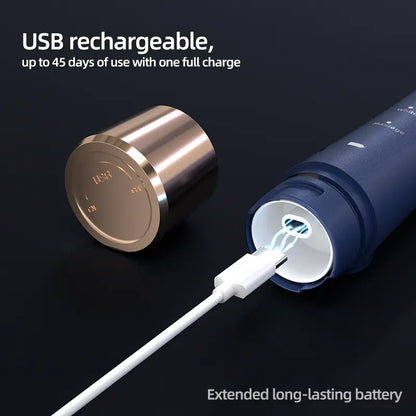 GMUX Sonic Toothbrush with 8 Dupont Brush Head, IPX7 Waterproof , USB Charging, 5 Modes with an Intelligent Timer, Providing High Vibrations for Cleaning. for Couples and Is Perfect for Family Travel as a Gift