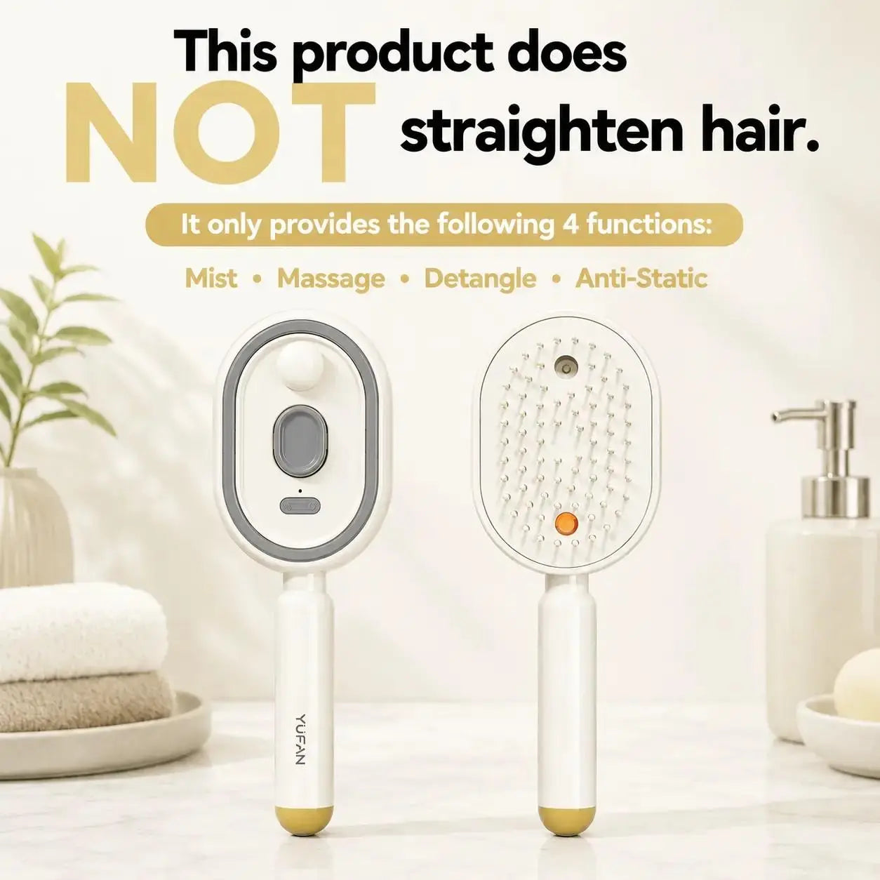 Electric Spray Air Cushion Massage Comb – Self-Cleaning Anti-Tangle Hair Brush, Anti-Static Volumizing Detangling Comb with Essential Oil Mist Aromatherapy for Daily Hair Care