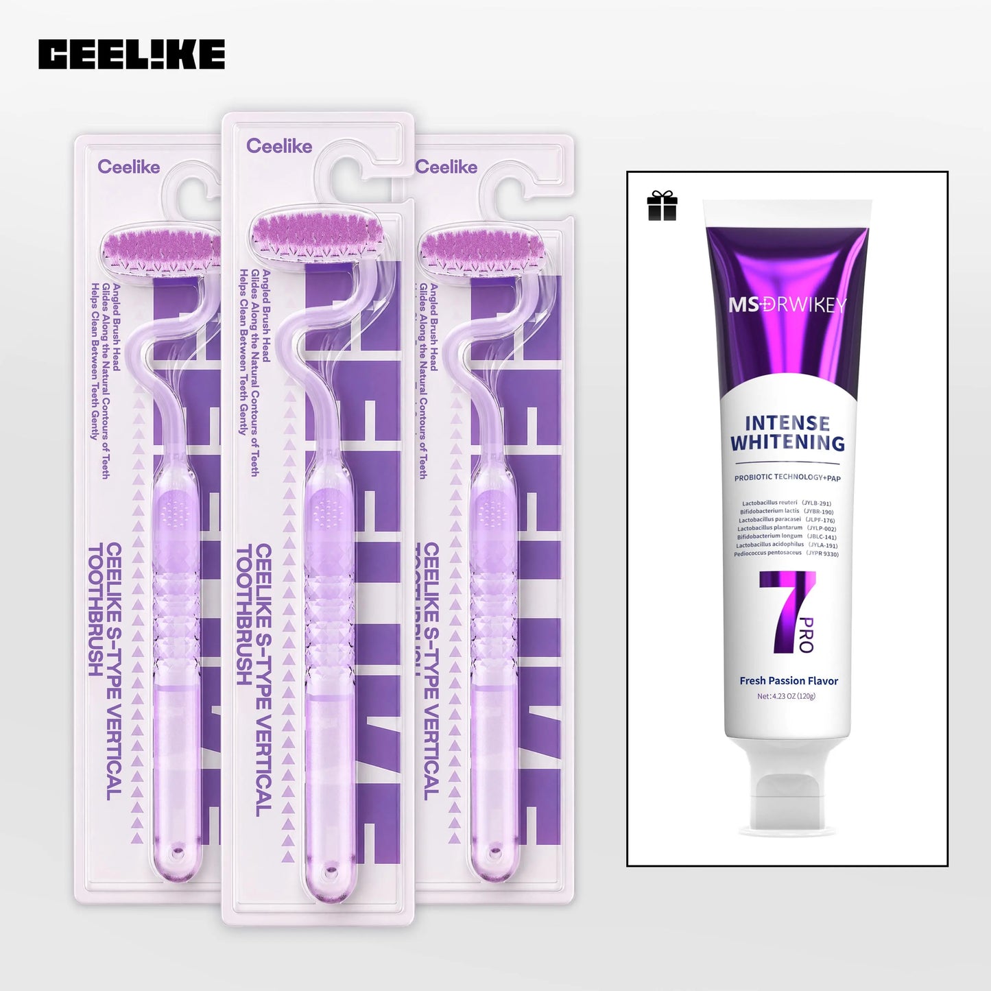 Cepillo Dental Veyzen en Forma de S – Mango Ergonómico Curvo, Cerdas Ultrasuaves para una Limpieza Profunda, Cuidado Bucal Diario Suave y Agarre Cómodo