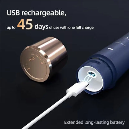 GMUX Sonic Toothbrush with 8 Dupont Brush Head, IPX7 Waterproof , USB Charging, 5 Modes with an Intelligent Timer, Providing High Vibrations for Cleaning. for Couples and Is Perfect for Family Travel as a Gift