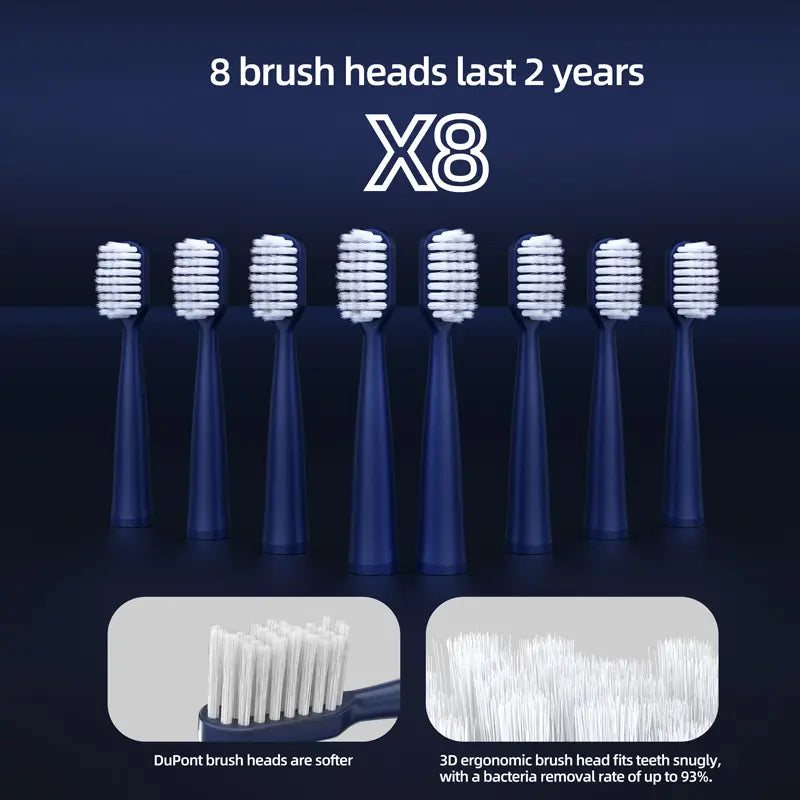 GMUX Sonic Toothbrush with 8 Dupont Brush Head, IPX7 Waterproof , USB Charging, 5 Modes with an Intelligent Timer, Providing High Vibrations for Cleaning. for Couples and Is Perfect for Family Travel as a Gift