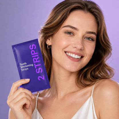 Dent Teeth Whitening Strips, Purple Teeth Whitening Strips for Sensitive Teeth, Purple Whitening Strips for Surface Stains, Enamel Safe, Low Sensitivity, Portable Non-Slip Dry Strips, 14 Count