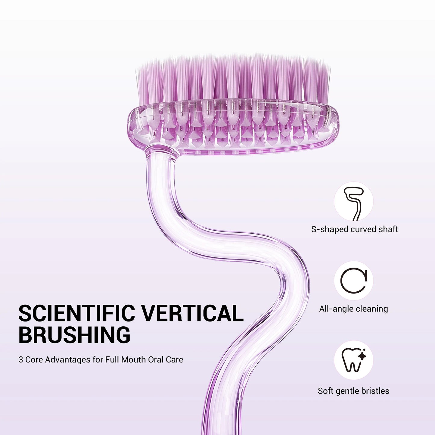 Cepillo Dental Veyzen en Forma de S – Mango Ergonómico Curvo, Cerdas Ultrasuaves para una Limpieza Profunda, Cuidado Bucal Diario Suave y Agarre Cómodo