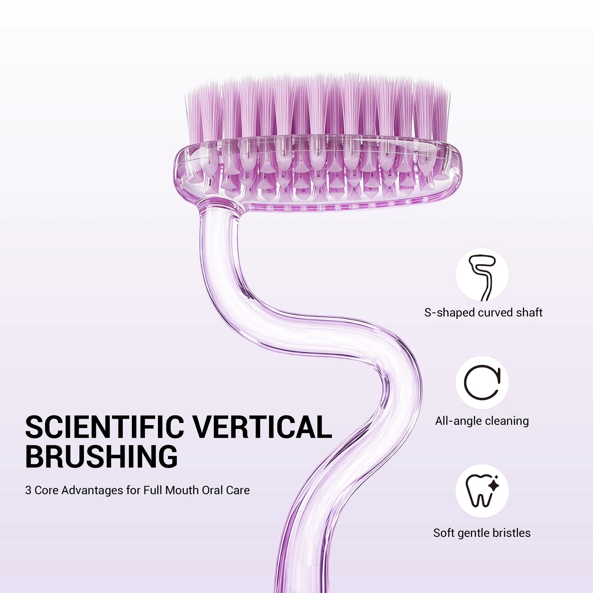 Cepillo Dental Veyzen en Forma de S – Mango Ergonómico Curvo, Cerdas Ultrasuaves para una Limpieza Profunda, Cuidado Bucal Diario Suave y Agarre Cómodo