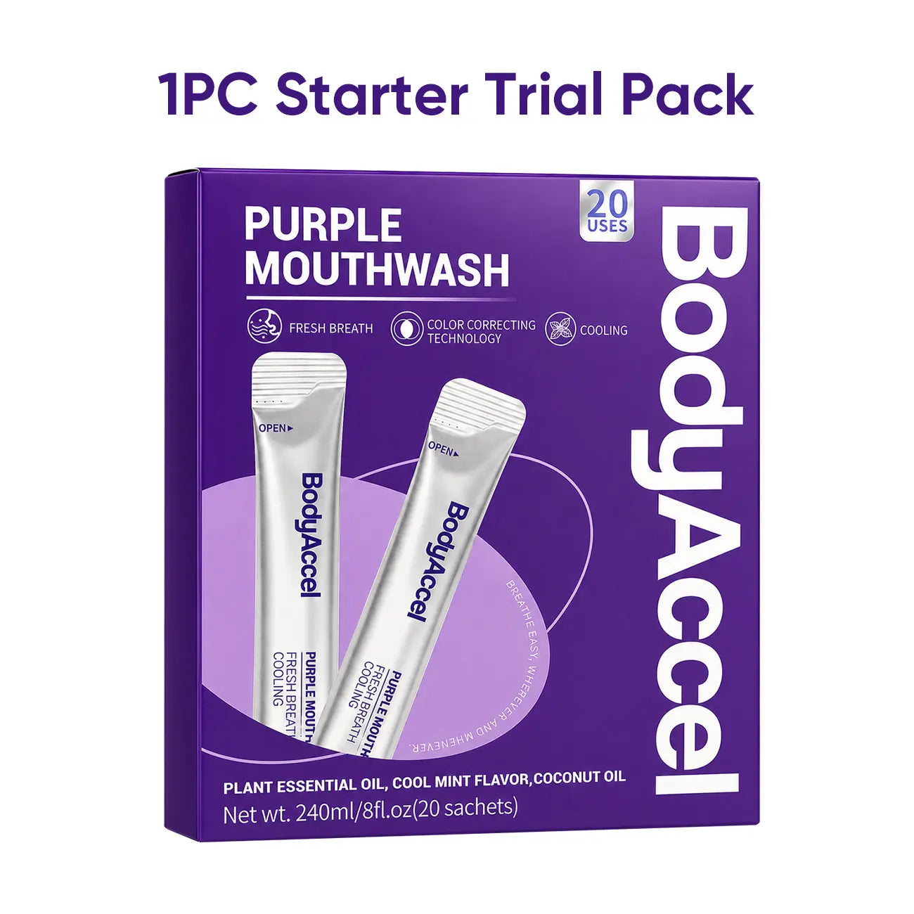 Enjuague Bucal Blanqueador Purple – Aliento Fresco y Cuidado de Encías (20 Pcs)