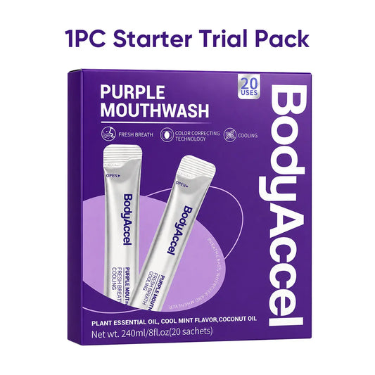 Enjuague Bucal Blanqueador Purple – Aliento Fresco y Cuidado de Encías (20 Pcs)